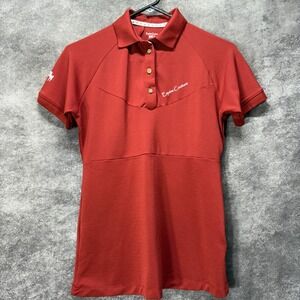 Equine Couture Womens Performance Polo Shirt Size S Brick Red Short Sleeve